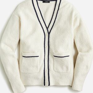 J. Crew Cotton-blend bouclé V-neck cardigan sweater